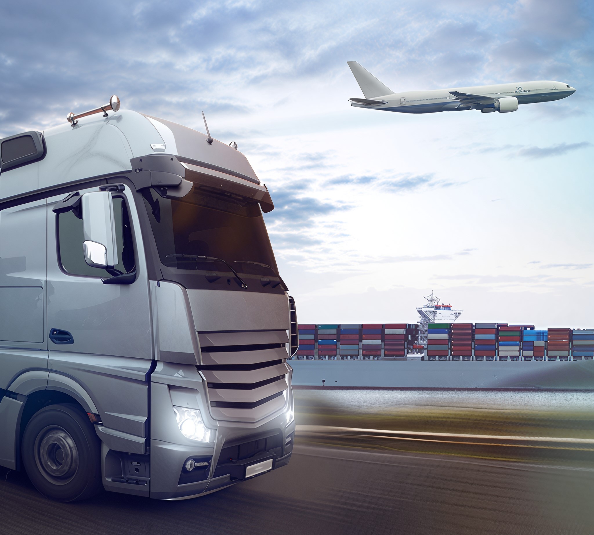 Logistics transits - truck, plane, shipping