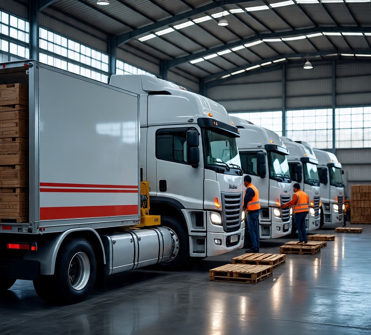 Logistics for supply chains, loading trucks